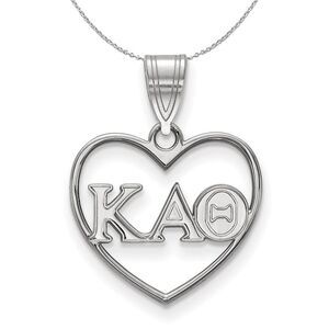 Sterling Silver Kappa Alpha Theta Heart Greek Necklace - 24 Inch